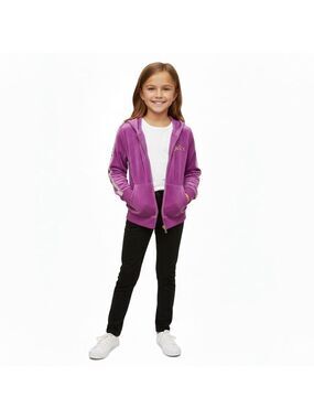 Juicy Couture Kids Purple Velour Zip Hoodie Y2K Size 6